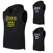 New Lakers áo hoodie ngắn tay áo thun áo thun James không tay tập luyện phù hợp với áo len thể thao trùm đầu