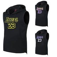 New Lakers áo hoodie ngắn tay áo thun áo thun James không tay tập luyện phù hợp với áo len thể thao trùm đầu áo adidas khoác