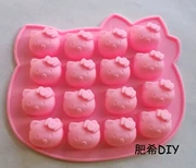 DIY Handmade Xà phòng vú Xà phòng sữa Silicone Khuôn Bánh Pudding Sôcôla Khuôn 16 lỗ nhỏ Kitty