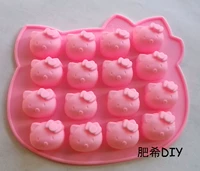 DIY Handmade Xà phòng vú Xà phòng sữa Silicone Khuôn Bánh Pudding Sôcôla Khuôn 16 lỗ nhỏ Kitty khuon banh khot