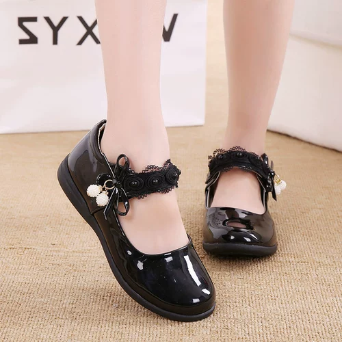 Черные цветные туфли для кожаной обуви, красное платье для принцессы для школьников, коллекция 2021, из натуральной кожи, подходит для подростков