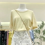 Mùa hè 2019 mới của phụ nữ hoang dã mỏng cổ tròn thả lỏng thời trang giản dị áo thun tay ngắn hàng đầu - Cộng với kích thước quần áo