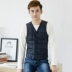 Áo vest nam cotton ngắn ấm áp vest vest vai trung niên cổ chữ V bó sát vest mùa thu và mùa đông hoang dã lót