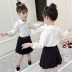 Áo sơ mi trắng thêu bé gái đại dương 2019 xuân hè buông lơi áo khoác mỏng bé gái sơ mi cotton dài tay - Áo sơ mi sơ mi kẻ sọc cá tính cho bé Áo sơ mi