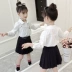 Áo sơ mi trắng thêu bé gái đại dương 2019 xuân hè buông lơi áo khoác mỏng bé gái sơ mi cotton dài tay - Áo sơ mi