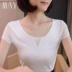 Áo lưới 2019 Hàn Quốc thời trang hè đa năng size lớn Áo sơ mi nữ dáng rộng đáy áo sơ mi trắng tay ngắn nữ - Áo phông Áo phông