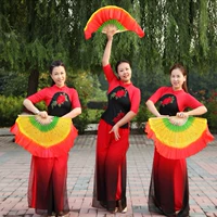 Flower и Shadow Plaza Dance Yingshan Red Double Body Dance Practice Set Yangge Fan Fan Polymons Dance Dance Performance
