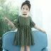 Váy ngắn tay cho bé phiên bản Hàn Quốc Váy dài trong phần nước dài bé lệch vai trẻ em tay áo bong bóng ngọt ngào Hàn Quốc 1-2 bộ - Váy váy đầm trẻ em 13 tuổi Váy