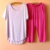 Có thể mặc đồ ngủ mùa hè nữ Hàn Quốc phiên bản của bông tre ngắn tay cổ tròn T-Shirt đáy áo Modal cắt quần dịch vụ nhà