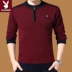 Playboy Cardigan nam trung niên vòng cổ dày áo thun áo len nửa zip cashmere áo len cha quần jogger nam Kéo qua