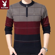 Playboy Cardigan nam trung niên vòng cổ dày áo thun áo len nửa zip cashmere áo len cha