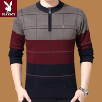 Playboy Cardigan nam trung niên vòng cổ dày áo thun áo len nửa zip cashmere áo len cha quần jogger nam