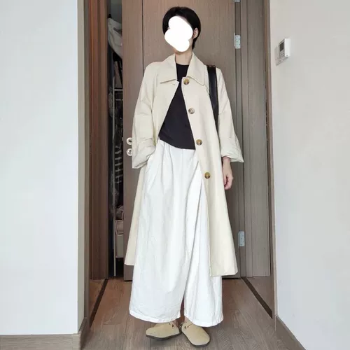 Осенний белый плащ, куртка, длинное пальто, коллекция 2023, подходит для подростков, средней длины