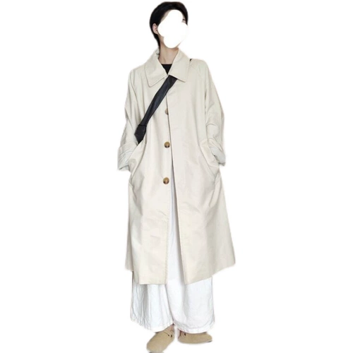 Осенний белый плащ, куртка, длинное пальто, коллекция 2023, подходит для подростков, средней длины