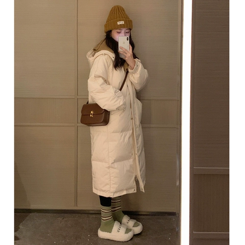 Белый пуховик, зимняя длинная куртка, коллекция 2023, подходит для подростков, средней длины, увеличенная толщина