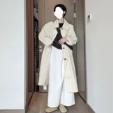 Осенний белый плащ, куртка, длинное пальто, коллекция 2023, подходит для подростков, средней длины