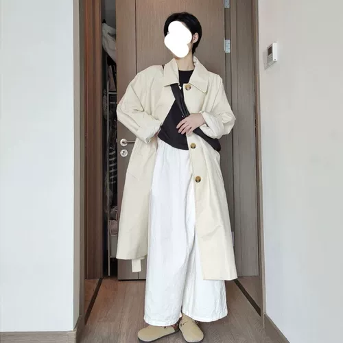Осенний белый плащ, куртка, длинное пальто, коллекция 2023, подходит для подростков, средней длины