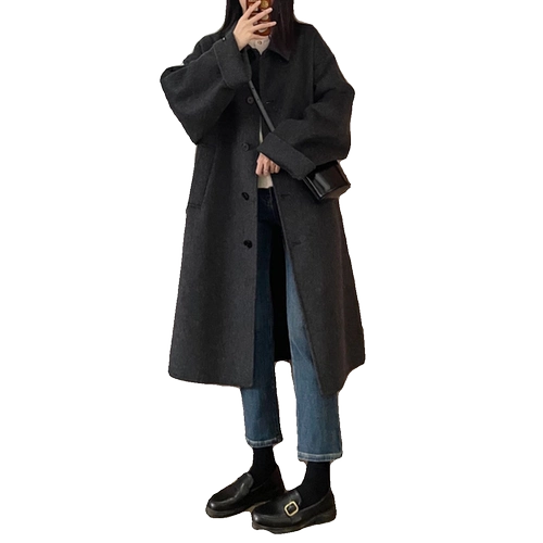 Демисезонное шерстяное пальто, коллекция 2023, изысканный стиль, увеличенная толщина