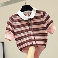 Брендовая шелковая футболка, трикотажный весенний свитер, короткая тонкая кукла, жакет, 2020, новая коллекция, оверсайз