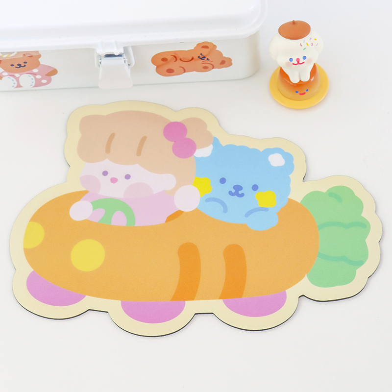 Rocket Girllovely Cartoon originality Mouse pad Girlish heart student desktop Table mat heat insulation Coaster trumpet Cushion Mouse Cushions