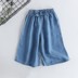 Cô gái Tencel Cotton Mỏng Quần Chân Rộng Trẻ Em của Eo Bow Đuốc Váy Hàn Quốc phiên bản của cắt quần quần short denim Quần jean