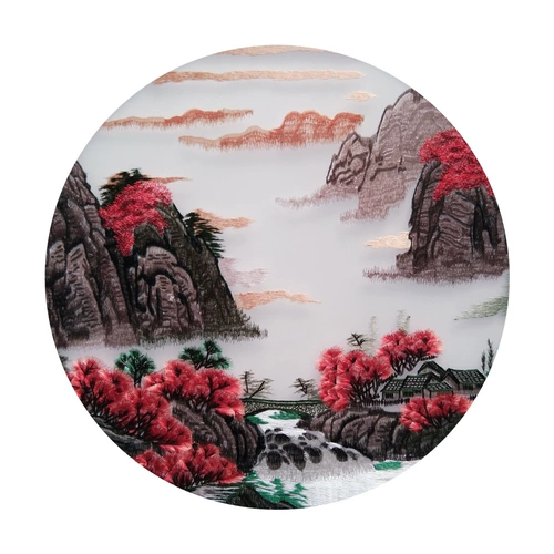 Украшение из натурального дерева для гостиной, шелковая вышивка, «сделай сам», с вышивкой, китайский стиль