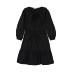 LILY2020 mùa đông mới của phụ nữ đám mây bong bóng tay áo lỏng lẻo cổ áo búp bê cổ điển màu đen váy eo cao - Váy eo cao