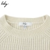 Lily2019 mùa xuân mới còng của phụ nữ khâu cổ tròn thiết kế áo len len 119110B8365 - Vòng cổ áo len