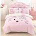 Phim hoạt hình mèo kt váy bốn mảnh cô gái trái tim thêu chăn bìa phiên bản Hàn Quốc của công chúa gió giường trẻ em Hello Kitty quilt cover Bộ đồ giường bốn mảnh