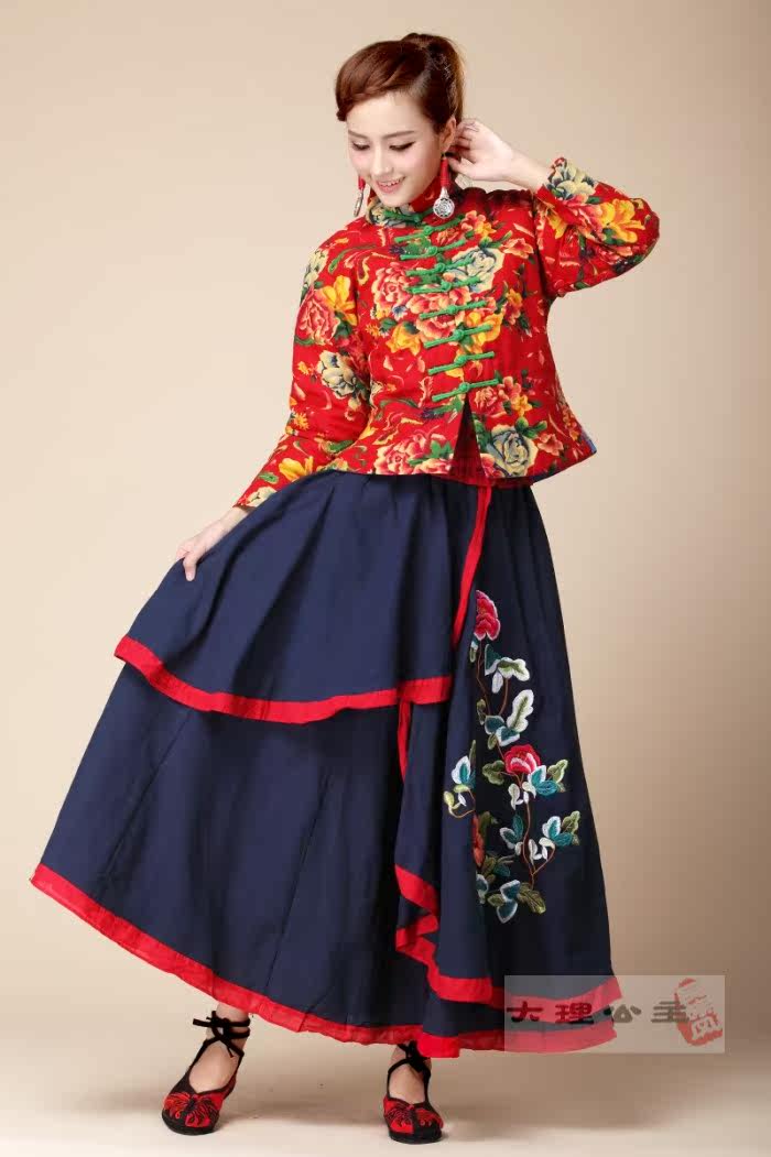 my-xht 民族风东北花布棉麻短款外套上衣短棉衣短袄女装