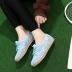 Xiaqiu nhựa nữ mới Nhật Bản và Hàn Quốc đáy phẳng thấp để giúp thể thao giản dị chạy lưới breathable ren thời trang dép không thấm nước