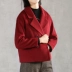 [78 nhân dân tệ giải phóng mặt bằng] Van Gogh mùa thu và mùa đông áo len ngắn retro đỏ dài tay màu rắn phụ nữ áo khoác áo khoác lông vũ nữ Áo khoác ngắn