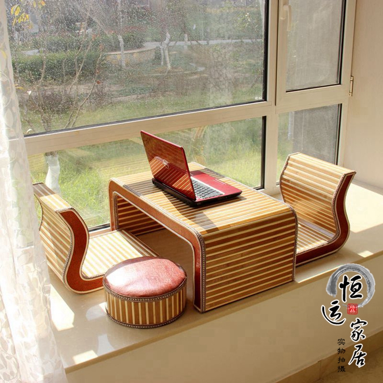 Bay window table table tatami tatami straw combination coffe.