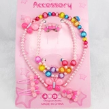 Детский аксессуар для волос, комплект, браслет для принцессы, ожерелье из жемчуга, клипсы, подарок на день рождения