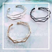 Siêu đẹp phong cách tối giản Châu Âu và Mỹ phong cách kết cấu vòng đeo tay hình học ba chiều đa giác kim cương mở bracelet cô gái ngọt ngào Hàn Quốc phiên bản