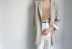 JO-JO-Z độc quyền linen cotton khâu trắng sọc phù hợp với chic tính casual casual áo khoác mùa thu dài tay áo