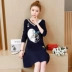 Đầu mùa thu 2018 mới của phụ nữ phiên bản Hàn Quốc của cổ chữ V cỡ lớn 200 pounds chất béo mm áo len in hình hoạt hình quần áo ngủ nữ mùa hè Cộng với kích thước quần áo
