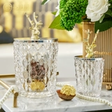 Стеклянная золотая коробочка для хранения, аксессуар, легкий роскошный стиль, в американском стиле