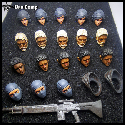 taobao agent 3.75 -inch sour rain war soldiers accessories 1:18 Move military model soldiers head carving weapon DIY accessories