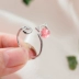 Niche thiết kế trái tim cô gái in nhẫn nữ sterling bạc sinh viên mèo dâu pha lê điều chỉnh mở chỉ số nhẫn ngón tay