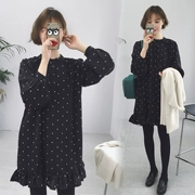 Váy bà bầu mùa thu 2018 thời trang mới cho bà bầu váy voan mùa thu mùa thu Hàn Quốc phiên bản váy dưới - Áo thai sản