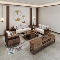 Đại dương mới sofa Trung Quốc gỗ rắn Zen kết hợp phòng khách đơn giản hậu hiện đại biệt thự mô hình phòng nội thất khách sạn - Bộ đồ nội thất giường ngủ đẹp hiện đại