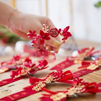 Красный цветок на запястье на лацкан для невесты, праздничнный браслет, китайский стиль, для подружки невесты
