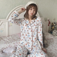 Милая японская пижама, трикотажный демисезонный комплект для отдыха, длинный рукав