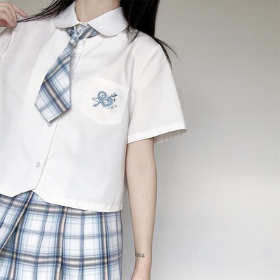 taobao agent Genuine design summer student pleated skirt, with short sleeve, with embroidery