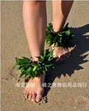 Гавайская традиционная травяная юбка дерево лист цветочные кольцо кольцо и ноги