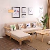Sofa gỗ rắn Bắc Âu kết hợp đồ nội thất góc hiện đại tối giản phòng khách ba người căn hộ nhỏ gỗ cộng với sofa vải - Bộ đồ nội thất