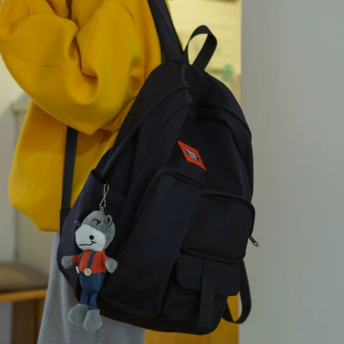 Вместительный и большой ранец, сумка через плечо, черный брендовый рюкзак, подходит для студента