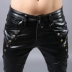 Mùa đông nam quần da chân Hàn Quốc phiên bản của Slim cộng với nhung quần PU người đàn ông ấm áp của quần xe máy quần hộp đêm quần da nam quần