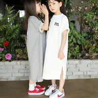 Летнее длинное платье-футболка, однотонная мини-юбка, жакет, свободное платье, коллекция 2021, в корейском стиле, в западном стиле, семейный стиль